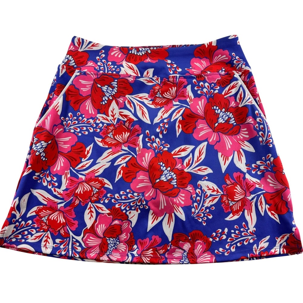 Sigrid Olsen Golf Tennis Women XS Blue Pink Floral Active Skort Pockets Stretch